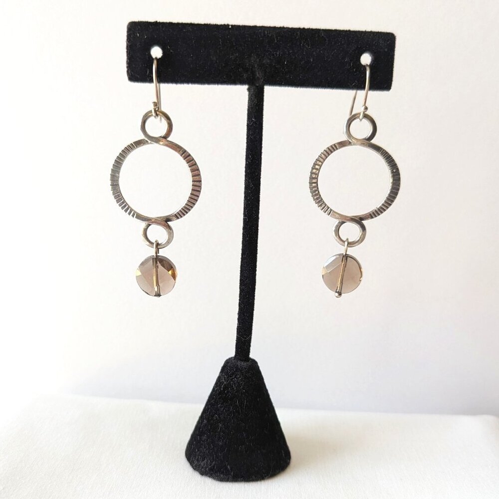 Silpada "Twist & Turn" Sterling Faceted Brown Smokey Quartz Earrings  W1495